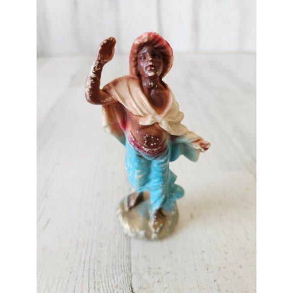 Vintage plastic lady shepherd Nativity celluloid 15 village Xmas decor - Picture 1 of 10